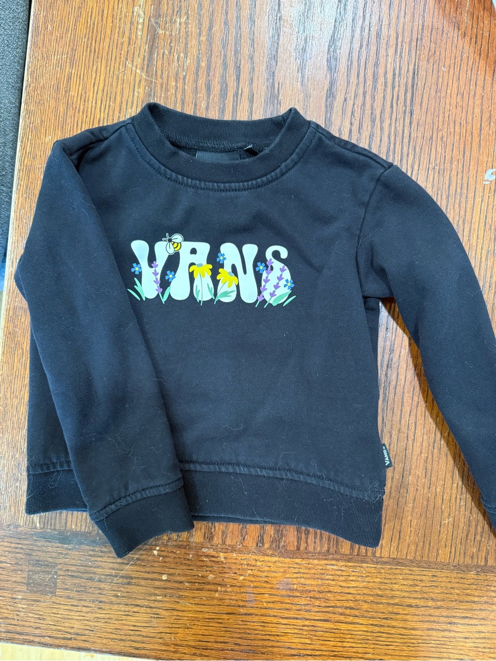 Vans Black Kids Crewneck Sweatshirt with Floral Logo